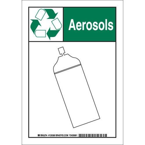 Panneau de recyclage aérosols Brady 129387 vert et noir 25x17cm