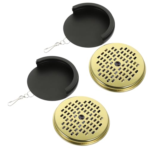 VINTORKY 2-pcs Portable Metal Incense Coil Burner with Heat-Resistant Tray and Fireproof Lid, Hollow Round Incense Holder for Home and Outdoor Use
