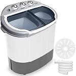 Pyle Portable Washing Machine, 2 in 1 Compact Portable Washer and Dryer with Twin Tubs, 7.7lbs. Capacity, 110V – Ideal for Dorms, Apartments, RVs & Small Laundry Loads