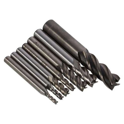 Image of Cutting Milling Tools 8Pcs 1 /16 inch-1 /2 inch Durable Silver Mill Tool Cutters Practical 4-Flute End Mill Bits Wood Aluminum Steel Titanium