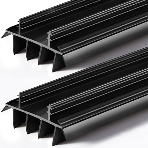 Pushglossy Replacement Door Bottom with Vinyl Fins 36" Long 1 3/4" Wide Threshold Seal Bottom of Door Weatherstrip Kerf Weather Stripping for 7/8" Between Barbs(2 Pcs,Black) Cover