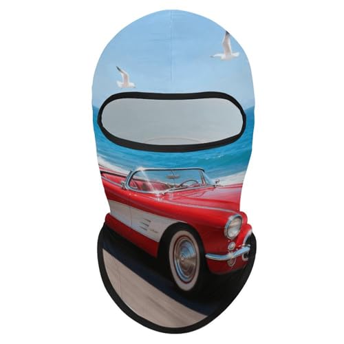 Retro Red Car Balaclava Ski Mask Full Head Cover Sun UV Protection Neck Gaiter Windproof Thermal for Skiing Cycling Helmet Friendly