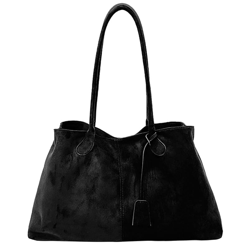 Slouchy Hobo Bag for Women, Vintage Faux Suede Tote Bag, Large Capacity Brown Purse for Fall Winter