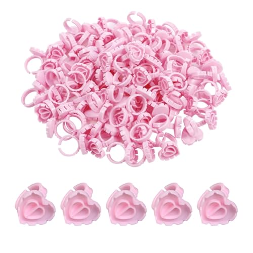 100 PCS Disposable Glue Rings for Eyelash Extensions - Lash Glue Holders Finger Beauty Tools Quick Blossom Pigment Cups, Widely Used for Makeup, Tattoos, Nail Art
