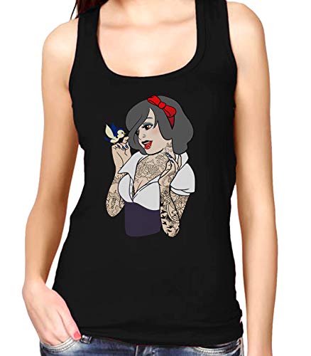 Desconocido 35mm - Camiseta Mujer Tirantes Blancanieves Gotica - Pin up - Negro - Talla s