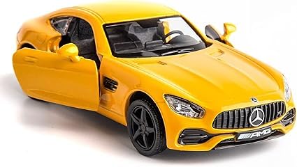 RMZ City Modelo de coche de aleación fundida a escala 1:36, Mercedes-Benz AMG GTS, modelo de coche, coche de juguete, vehículos de juguete para niños pequeños, niños y niñas, regalo (amarillo)