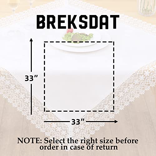 BrekSdat Lace Tablecloth Waterproof Fabric Washable Off White 33x33inch by BrekSdat - Used condition - Image 5