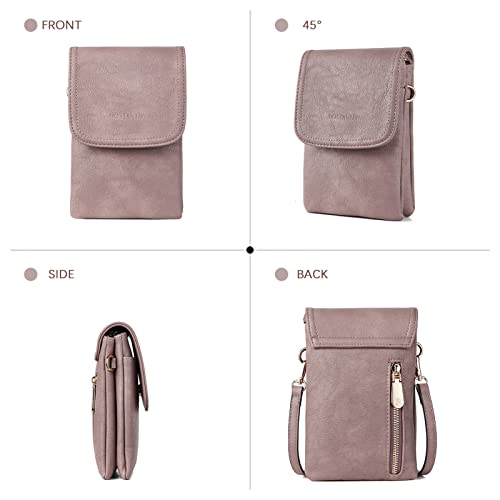 Image of BOSTANTEN Vegan Leather Small Crossbody Bags for Women Designer Cell Phone Bag Wallet Purses Adjustable Strap, A-06-purple Lavender, Small, Small Crossbody Bags for Women