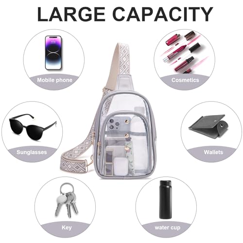 XYWstore Stadium Approved Clear Crossbody Sling Bag for Women(Grey) by XYWstore - Used condition - Image 5