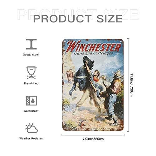 Jzzang Winchester Guns And Cartridges Cowboys Cafe Wall Decor Unique Plaques Poster Metal Signs 12X8 Inch Tin Sign Bar Rustic Plate Basement #TOP6