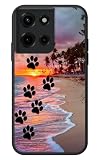 RWUTYTIUL for Motorola Moto G 5G 2025 Case for Women Men, Full Body Fit Ultra Thin Flexible Soft TPU Shockproof Protective Phone Case for Moto G 5G 2025, Dog Paw Print Beach