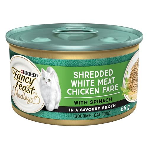 Fancy Feast Medleys Wet Cat Food, Shredded White Meat Chicken Fare - 85 g Can (24 Pack) by Fancy Feast - Used condition - CA$19.19