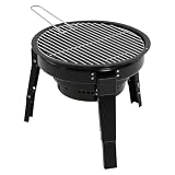 Tragbare Holzkohlegrills, BBQ Grill Barrel, tragbarer Barbecue Faltbares Außen Dreibein Holzkohlegrills +Grillnetz+Ascheauffangschale im Hinterhof, im Garten, beim Camping
