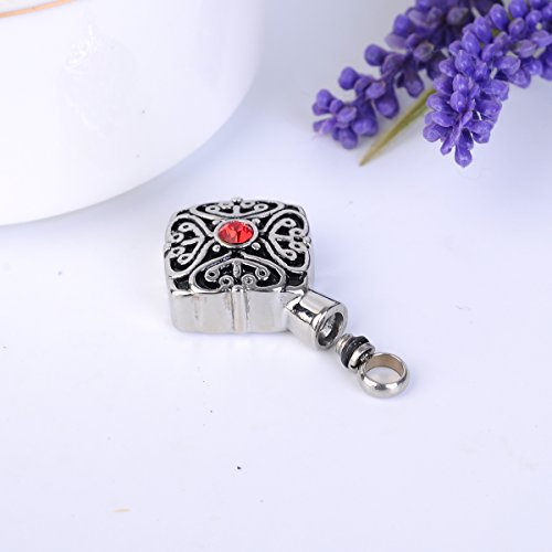 Giono Red Crystal Filigree Memorial Urn Pendant Necklace Cremation Jewelry #TOP1
