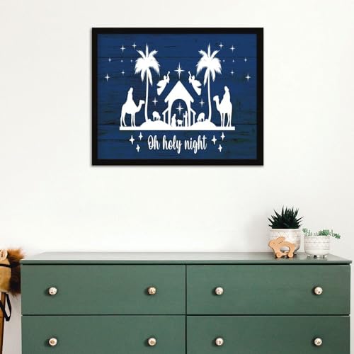 Cadeau 40cm chrétien catholique : plaque en bois vintage de Noël à offrir