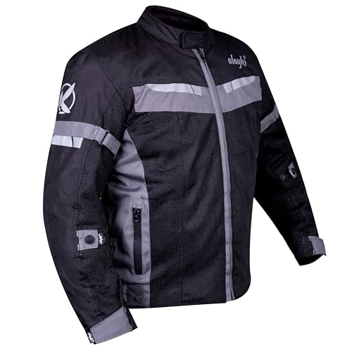Alayki Viento Mesh Summer Motorcycle Jacket - Breathable 600D Cordura CE Armored Riding Gear High night visibility motorbike jacket (US Alpha Small Regular Regular Black)