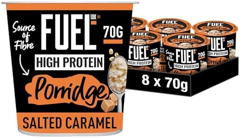 FUEL10K High Protein Salted Caramel Porridge Pots, 70g (8-Pack)