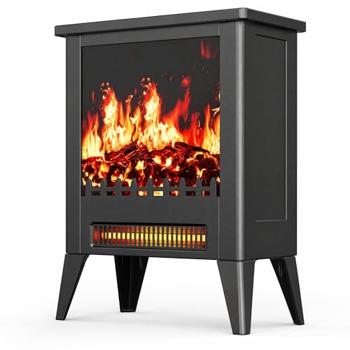 Image of Silonn 18 inch Electric Fireplace Heater - Fast Heating, Quiet Operation, Adjustable Temperature, CSA Certified, Overheat Protection, Portable Electric Fire Place for Living Room & Bedroom, Black