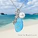 Sea Glass Necklace, Beach Jewelry for Women, Wire Wrapped Beach Necklaces with Mermaid Pendant, Freshwater Pearls, Sea Glass Jewelry, Handmade Necklaces Gift for Women Girls