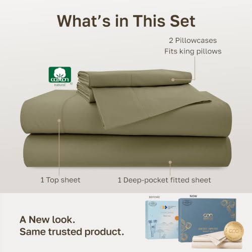 Image of California Design Den Softest 100% Cotton Sateen King Bed Sheets, 4 Pc Set