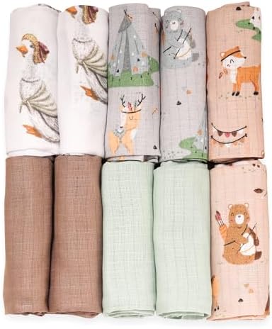 FENSILO Ściereczki muślinowe  pieluchy muślinowe  opakowanie 10 szt. 70 x 80 cm  pieluchy materiałowe, wyprodukowane w UE, sprawdzone pod kątem zawartości substancji szkodliwych  chusteczki dla chłopców i z psem i