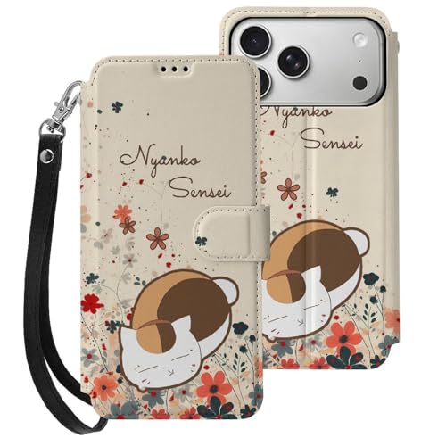 夏目友人帳 ニャンコ先生 iPhone 17/17 Air/17 Pro/17 Pro Max 対応 ケース あいふぉん手帳型 財布型 スマホケース ストラップ付き カード収納 取り外し可 横置きスタンド機能 衝撃吸収 全面保護 PU合皮 アイフォン17用
