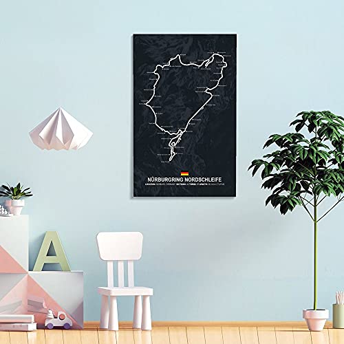 Hitecera Track Map Posters Nurburgring Nordschleife Canvas Wall Art Posters Hanging Pictures 12X18Inch(30X45Cm) #TOP4