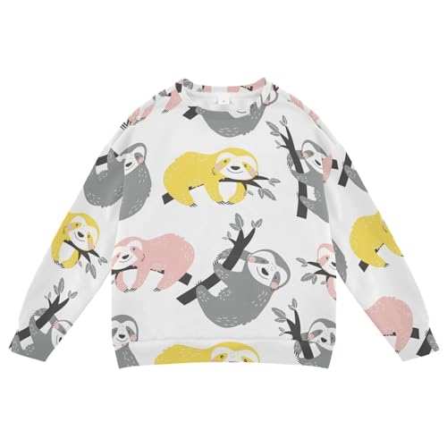 Wusikd Colored Sloth Boy Girl Sweatshirt Toddler Crewneck Pullover Sweater Long Sleeve Clothes M