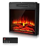 VEVOR Electric Fireplace Insert, 18 inch Recessed and Wall Mounted with Adjustable 3 Flame Brightness Levels & 24h Timer & Remote Control, Indoor Heater w/Overheat Protection, 5000BTU Black