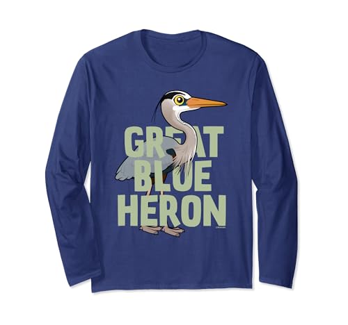 Jumbo Great Blue Heron Bird Lover Cartoon Birdorable Long Sleeve T-Shirt