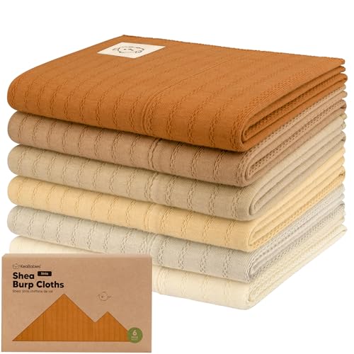 Image of KeaBabies Organic Cotton Burp Cloths Baby Girl, Boy - 6-Pack Large Burping Clothes for Babies, Spit Up Rags, Super Soft & Absorbent Newborn Wash Towels, Gender Neutral, Non-Shrink (Stria, Terracotta)