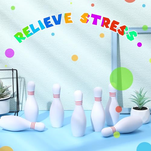 image for Hsei 24 Pcs PU Bowling Pins Stress Reliever Pin Bowling Set Indoor and