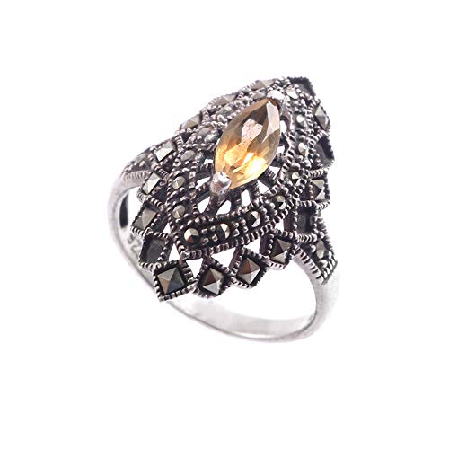 Bague en argent 925 et citrine naturelle pour femme en taille 51.75