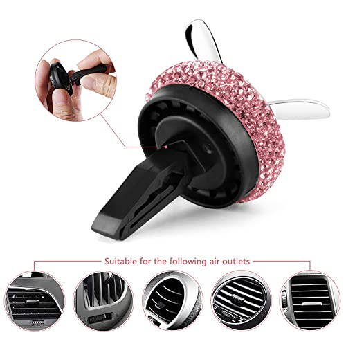 Image of eing Car Air Freshener,Turbo Spinning Car Vent Clip Fragrance Diffuser,Essential Oil Air freshener with Bling Crystal Diamonds,Stylish Propeller Shape Car Decor (1 - Pack Pink)