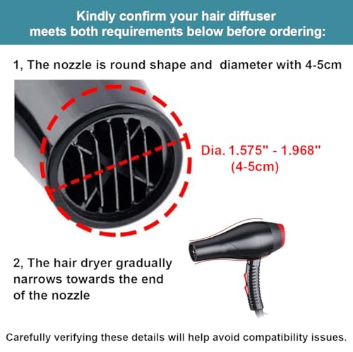 Diffuseur de sèche-cheveux pliable silicone gain de place buse 4-5 cm