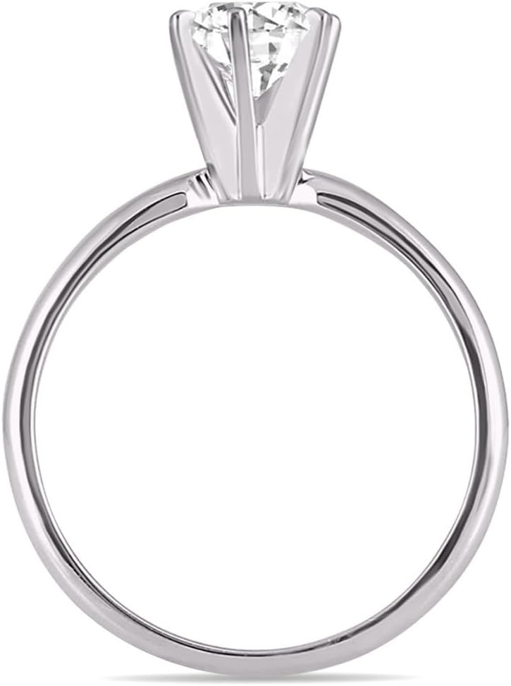 TimeLess Classics 0.50 to 3 Carat Lab Grown 6 Prong Solitaire Round Cut Diamond Engagement Ring For Women in 14K Gold