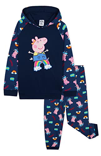 Peppa Pig Chandal Niña Conjunto de Sudadera con Capucha y Pantalones Chandal (3-4 Años, Azul Marino)