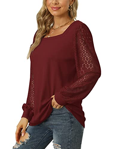 Jescakoo Lace Blouses For Women Dressy Tops For Women Christmas Red Xl #TOP2