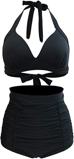 VILOREE Vintage 50s Women's Swimwear Bikini Set Push Up High Waist Halterneck Tummy…