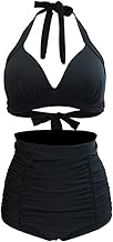 Viloree Retro Rockabilly Women's Ladies Push Up High Waisted Bikini Set Swimsuit shapping Effect
