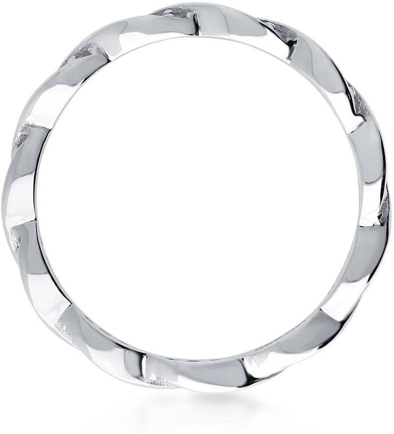 BERRICLE Sterling Silver Woven Rings Stackable Eternity Band Ring for Women, Pave Set Round Cut Cubic Zirconia CZ