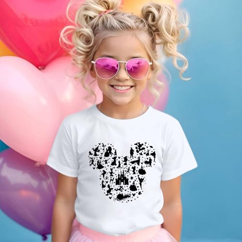 Image of Castle Fairy Shirt for Girls Cute Graphic Tee Kids Toddler Holiday Vacation T Shirts Trip Short Sleeves Summer Tops