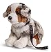 Produktbild Uni-Toys - Australischer Schäferhund Welpe, sitzend (mit Leine) - 22 cm (Höhe) - Plüsch-Hund, Haustier - Plüschtier, Kuscheltier