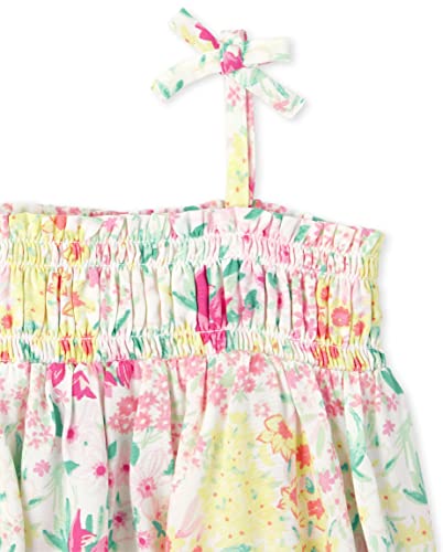 The Children's Place Baby Girls' Sleeveless Smocked Bow Dress, Blue Pink Floral, 0-3 Months #TOP1