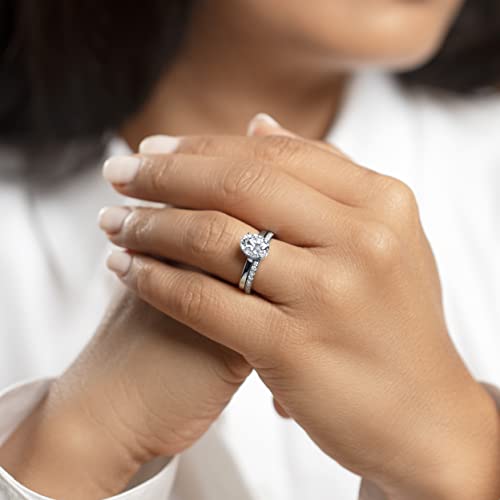 Peora 2 Carats Oval Cut Moissanite Hidden Halo Engagement Ring And Wedding Band Bridal Set For Women 925 Sterling Silver, D-E Color, Vvs Clarity, Size 6 #TOP1