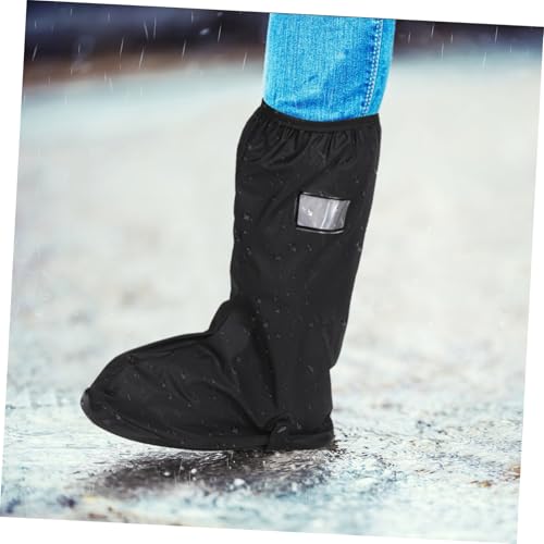 Ipetboom para mujer cubre botas de lluvia reutilizables para ciclismo y senderismo, negro, corte alto miniatura 5