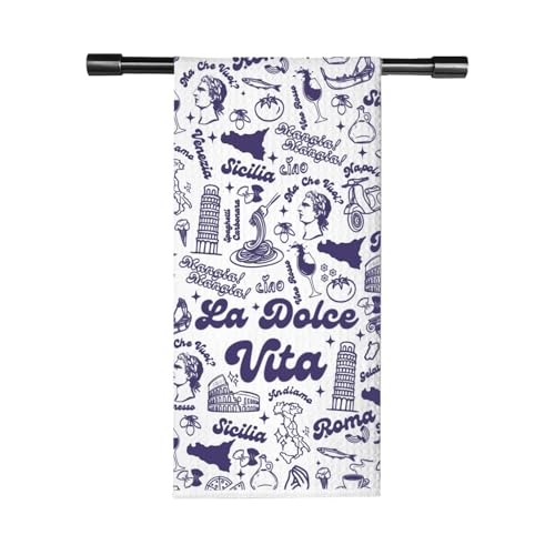 FUNYSO La Dolce Vita Italia Kitchen Towel Italian Pride Kitchen Napoli Sicilian Florence Italy Rome Italy Trip Dish Towel Tea Towel (Roma Vita Towel UK)