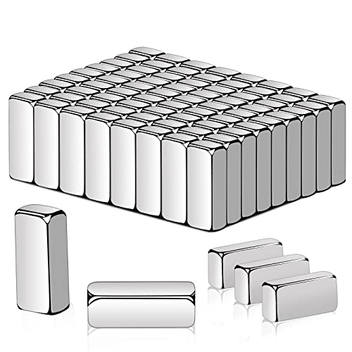 Mikede 80Pcs Strong Neodymium Magnets Bar, 12X5X3Mm Heavy Duty Rare Earth Magnets Small Neodymium Magnets Strips Rectangular Magnets For Crafts, Refrigerator, Whiteboard, Tool Storage #TOP3