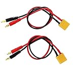 Yiqigou 2pcs XT60 XT60プラグオスコネクタから4mm4.0mmバナナプラグ弾丸コネクタ充電延長ケーブルコードリード、30cm 14AWGシリコンワイヤ付き