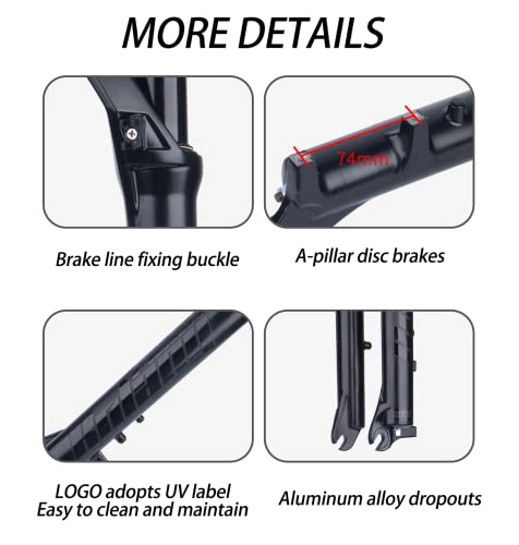 Bolany Mountain Bike Mechanical Suspension Front Fork 28.6Mm Straight Steerer Shock Absorber Spring Front 100Mm Travel Qr9Mm Brake Disc Brake (27.5) #TOP4